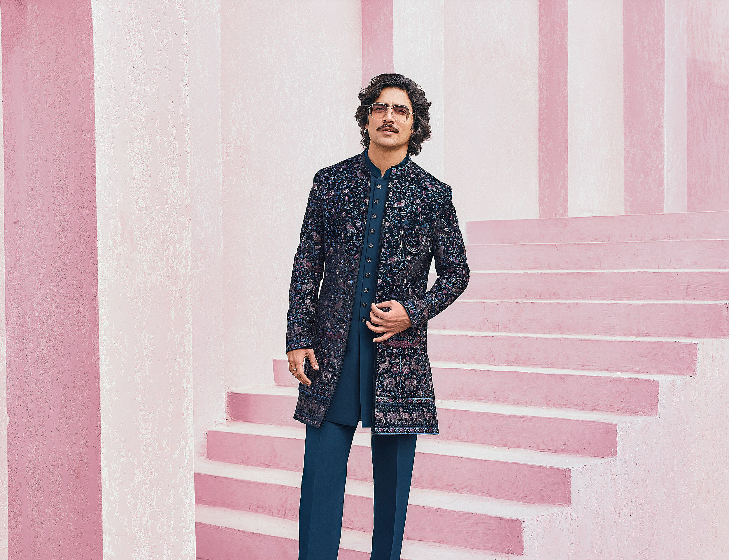 Groom in stylidh indo western sherwani